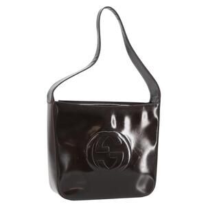 GUCCI Soho Shoulder Bag Patent leather Brown Silver 000 1046 0506 Auth 150547